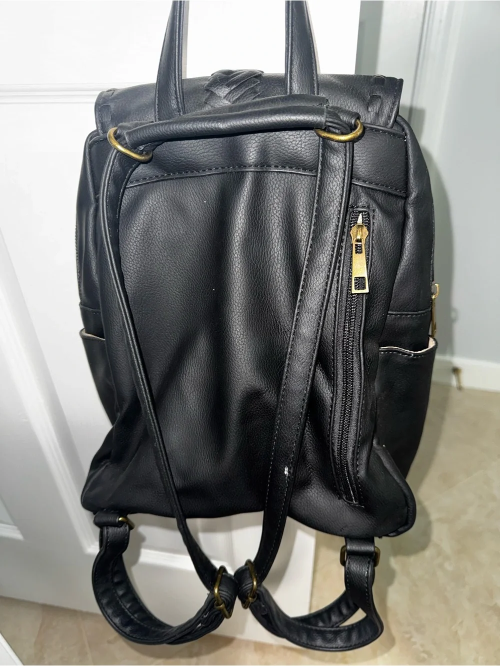 Black Woven Detail Backpack